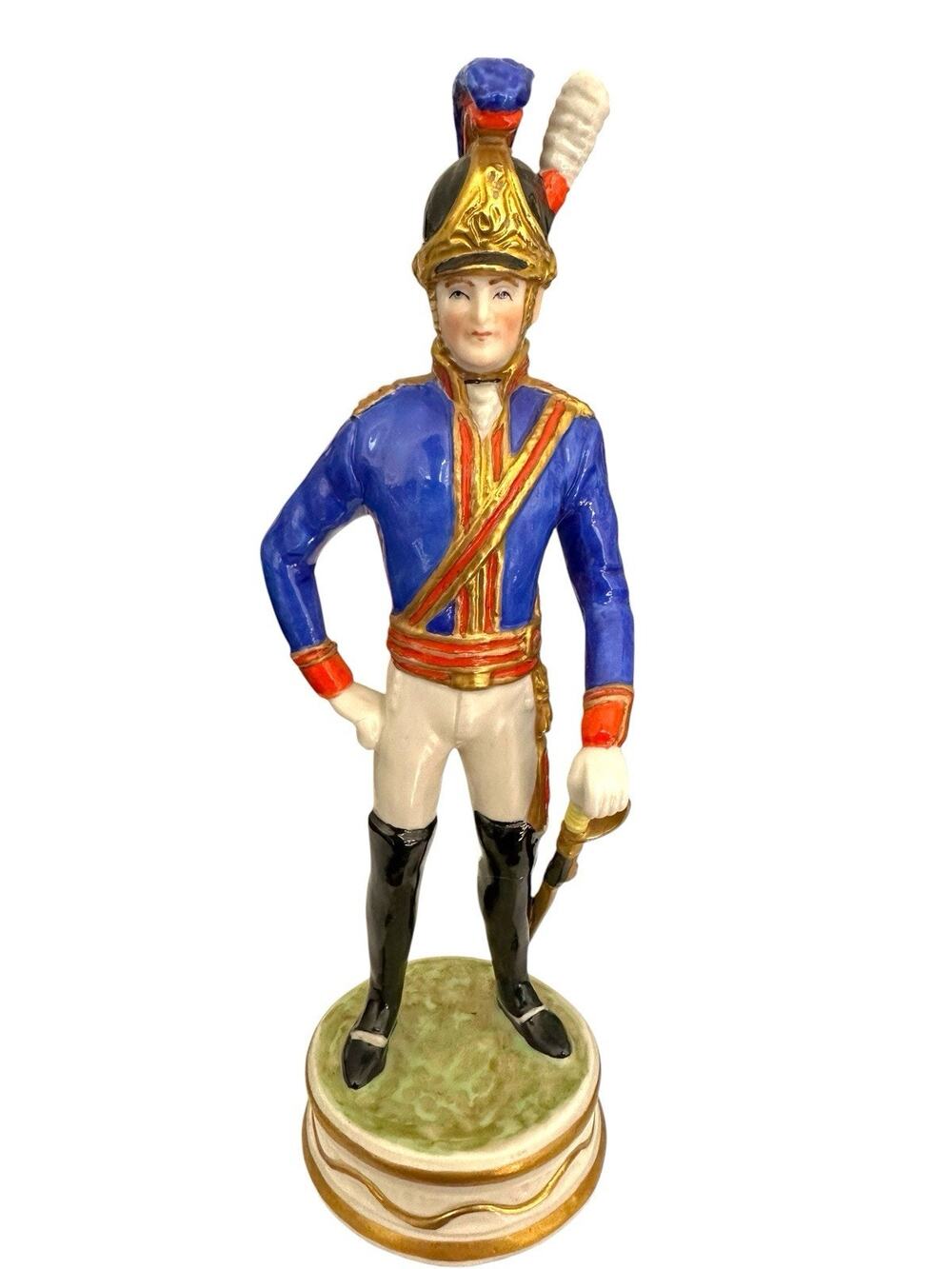 Vintage Hand Painted Porcelain Royal Horse Guards Blue Figurine Holland EUC